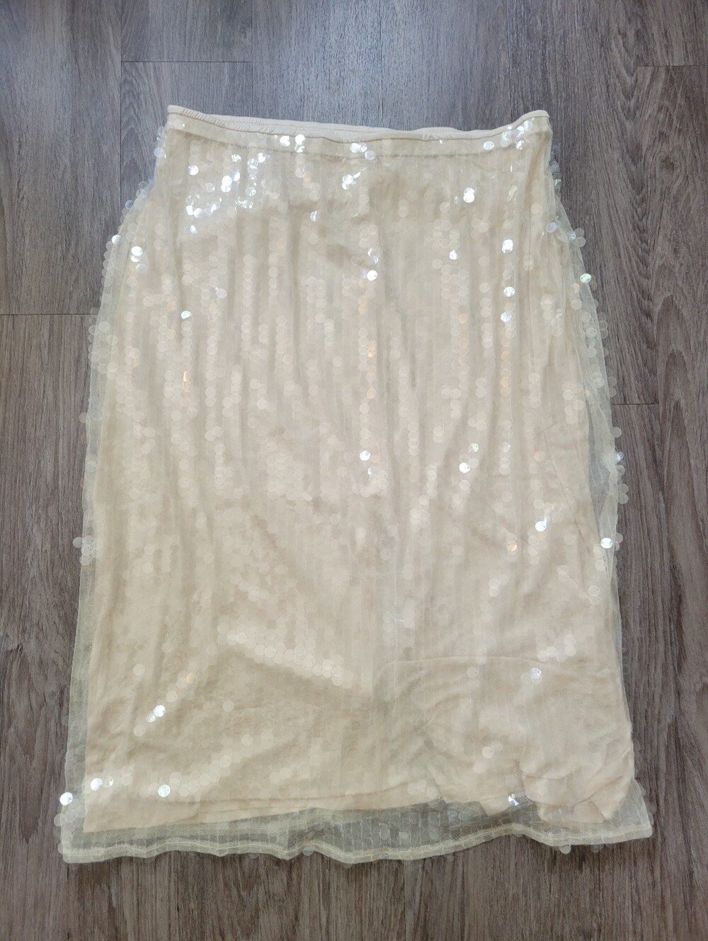 NWT Old Navy Paillette Sequin Midi Skirt Champagne Cream Bridal Party Evening XL - Picture 4 of 10